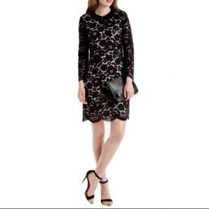 Ted Baker 3/4 sleeve black dress w/nude lining. Size 2.